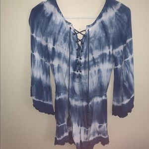 American Eagle navy blue tie dye romper